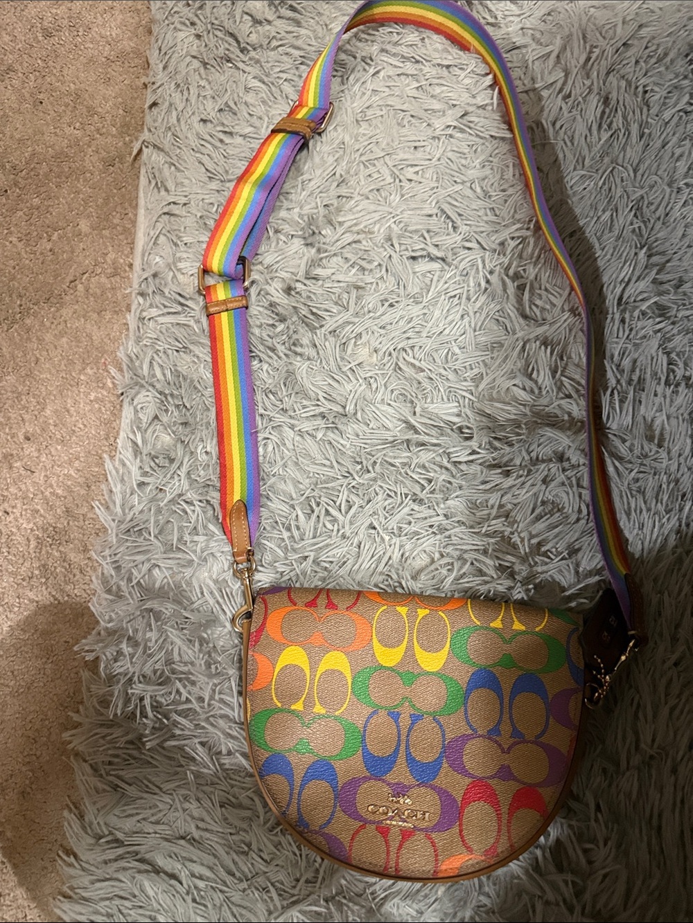 Coach Rainbow Signature Crossbody Saddle Bag - Multicolor